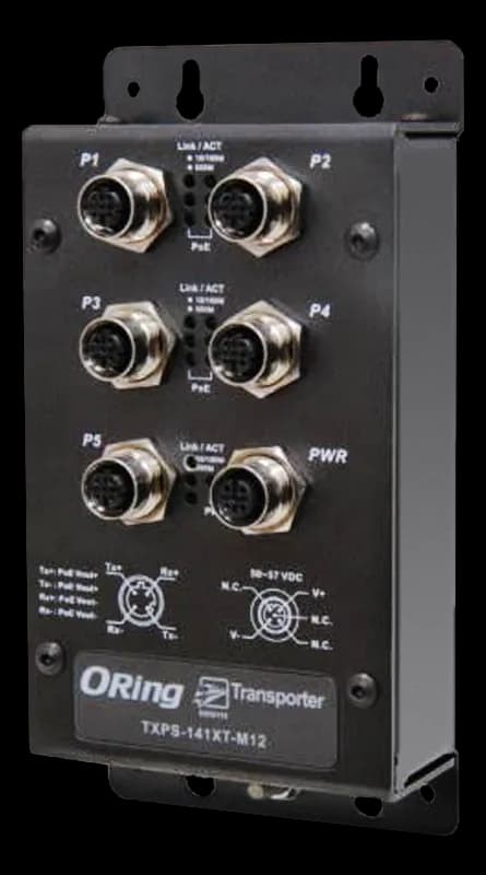 Switch Ethernet PoE certificato EN 50155 con connettori M12